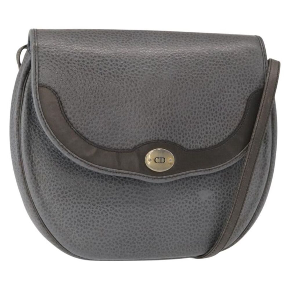 Christian Dior Vintage Cd Logo Leather Gray Leather Shoulder Bag Bag